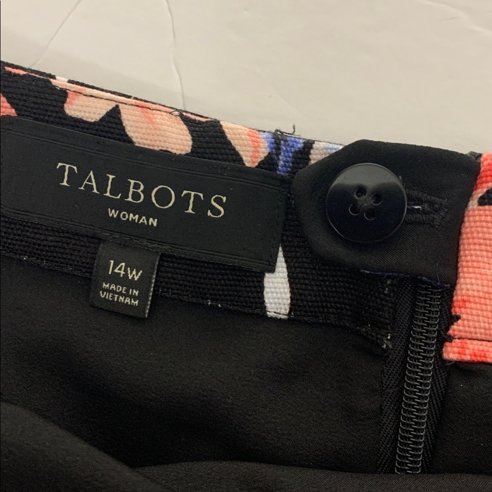 Talbots Black A-Line Lined Skirt with Blue and Pink Floral - Picture 3 of 13